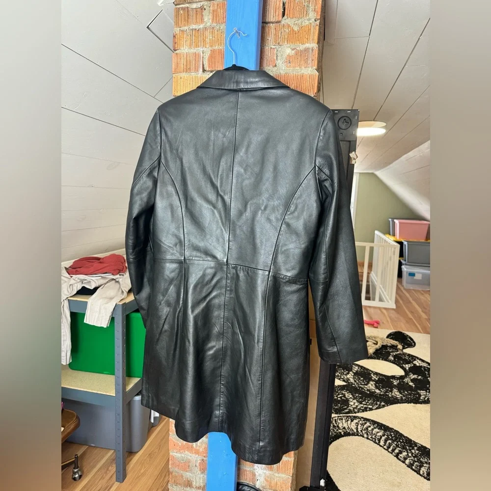 90s Saguaro Leather Trench Style Coat - Picture 6 of 9